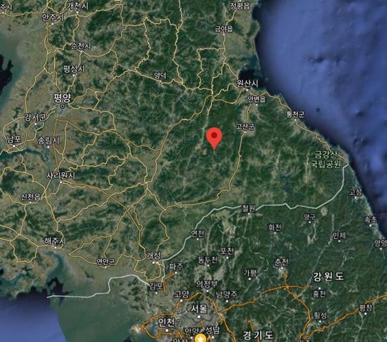 북한 지진 위치/구글지도