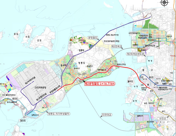 인천시가 추진하는 제2공항철도 노선도.<인천시 제공>
